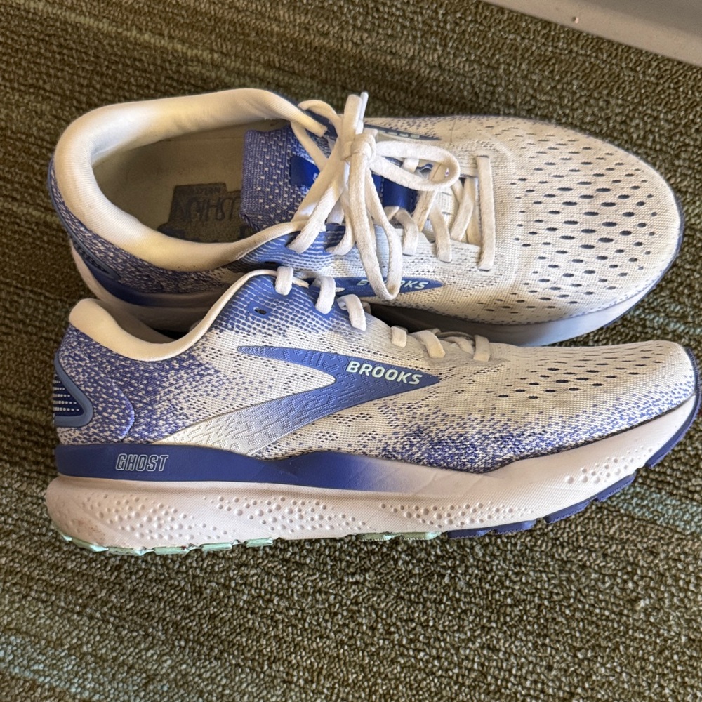 Brooks Ghost 16 White and Blue Running Shoes